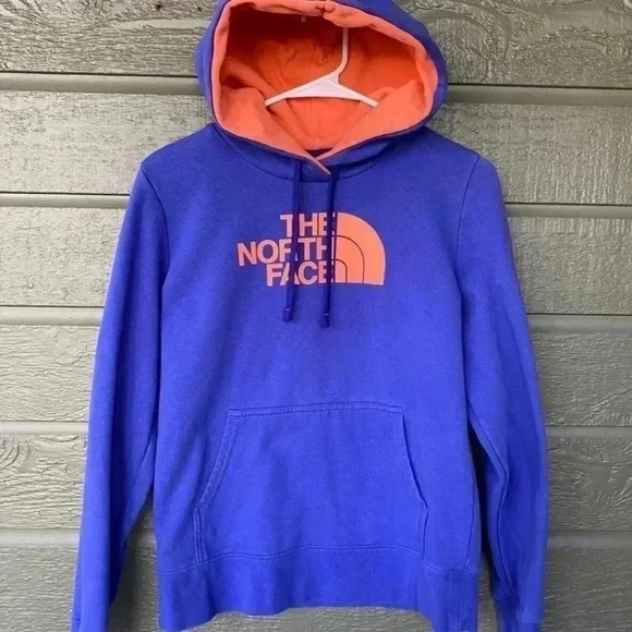 Northface purple / peach hoodie logo front size large - Picture 1 of 6